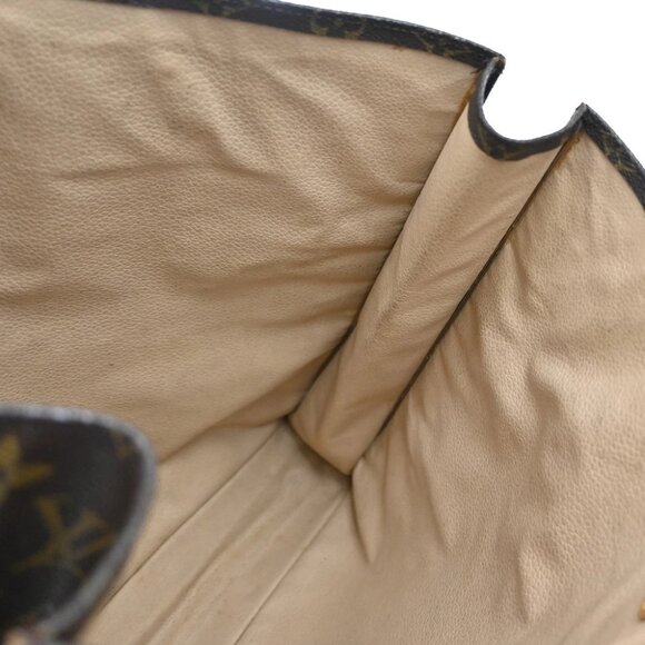 LOUIS VUITTON Logo Sac Plat Hand Tote Bag Monogram Leather Brown M51140 65FC149 - Picture 11 of 12